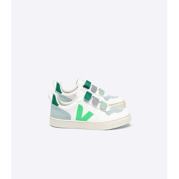 Kids' Veja V-10 CHROMEFREE Shoes White/Green | ZA 741MQZ